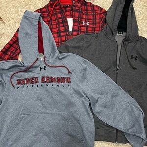 Under Armour Hoodie 3 Pack | Men’s Small | Red, Dark Gray, and Gray